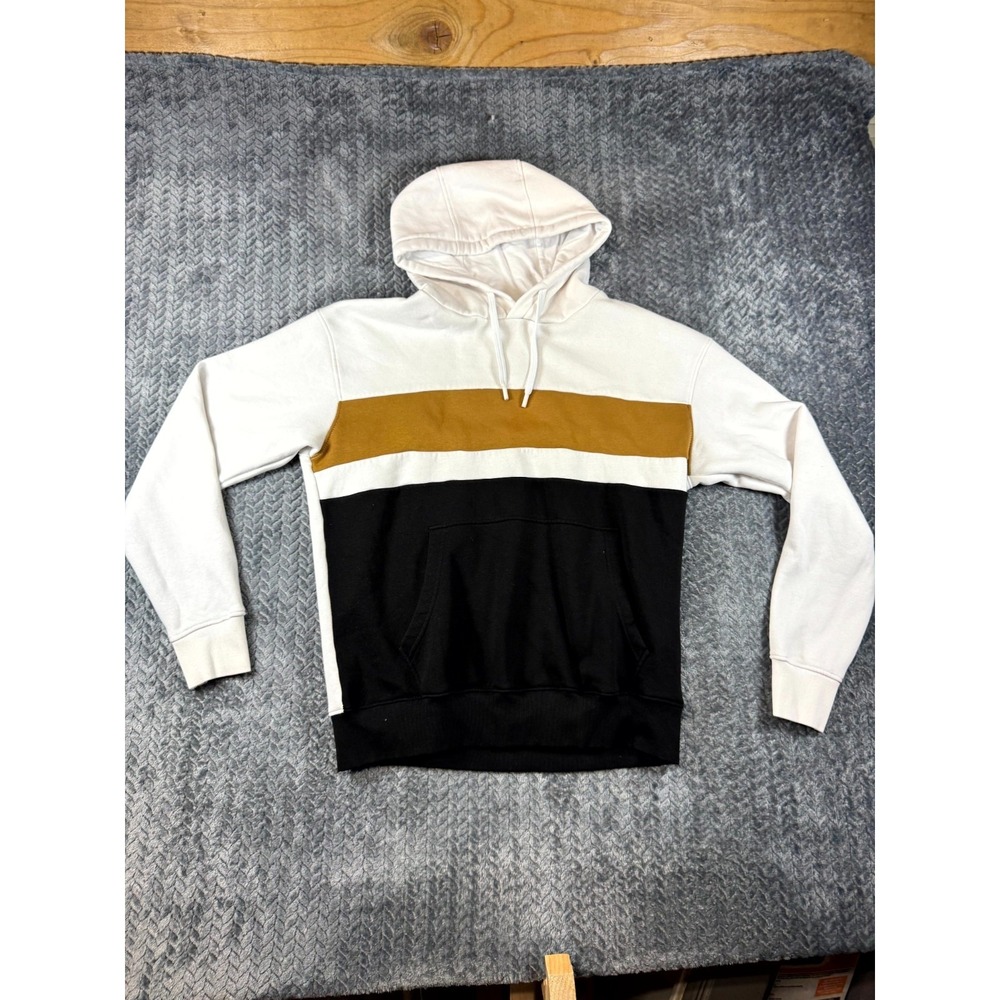 Denim & Flower Ricky Singh Hoodie Men Medium White Black Colorblock Cotton Blend
